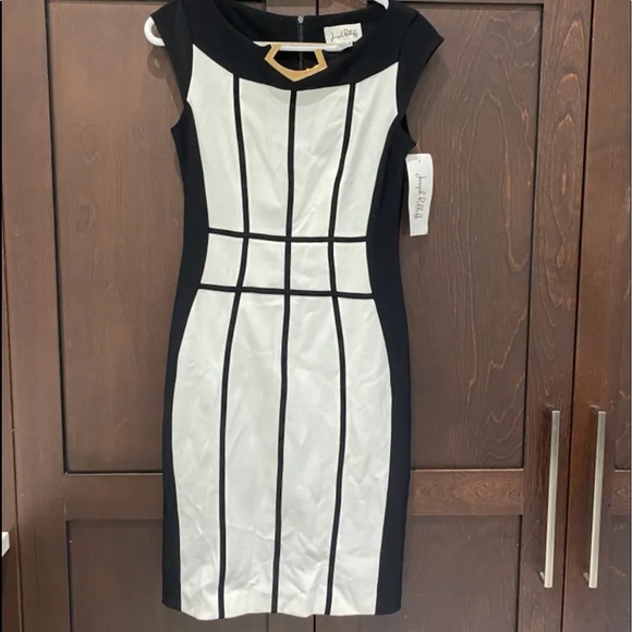 Joseph Ribkoff Black and White Strategic Dress - Picture 7 of 10